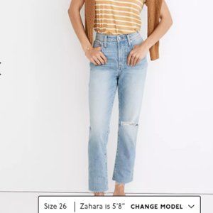 Madewell The Curvy Perfect Vintage Jean in Coney Wash: Destroyed Edition size 28